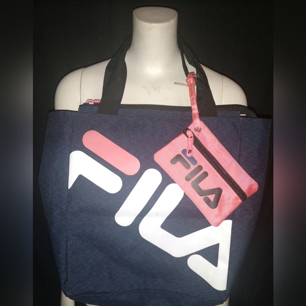 "Fila" {Margaret} Blue Unisex Tote Bag with Detachable Pouch